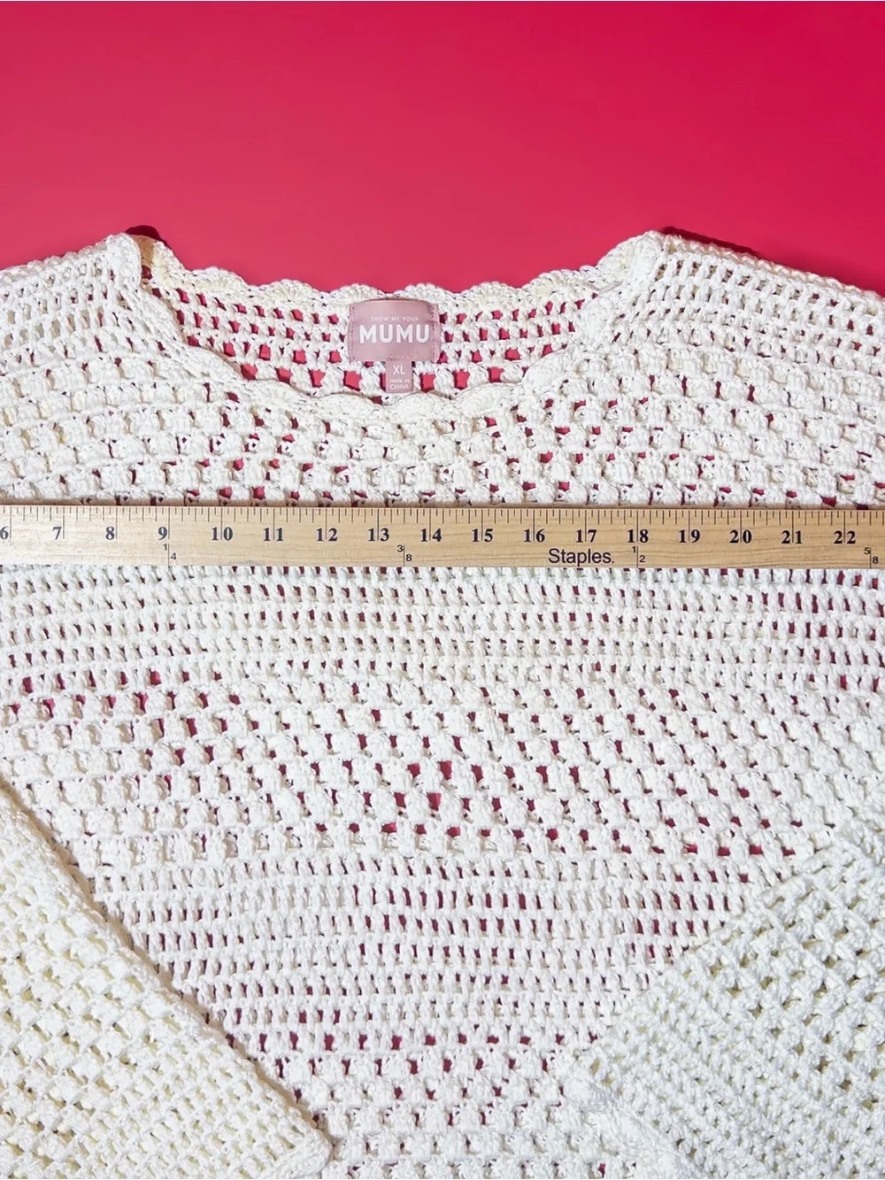 Show Me Your MuMu Cream Crochet Coverup Tunic XL